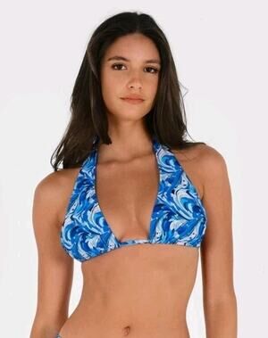 Blackbough Neq Swim BILLIE HALTERNECK TOP Blue Crush Recycled Nylon Size Small